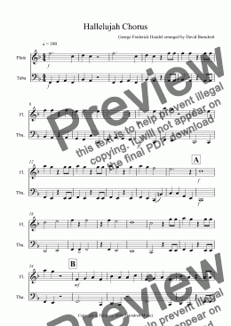 page one of Hallelujah Chorus for Flute and Tuba Duet