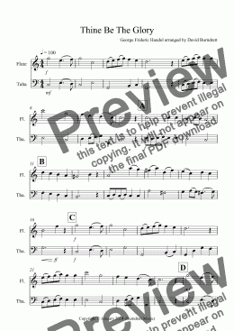 page one of Thine Be The Glory for Flute and Tuba Duet