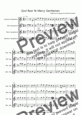 page one of God Rest Ye Merry Gentlemen for Saxophone Quartet