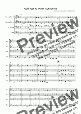 page one of God Rest Ye Merry Gentlemen for Brass Quartet