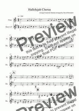 page one of Hallelujah Chorus for Flute and Horn Duet