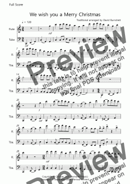 page one of We wish you a Merry Christmas for Flute and Tuba Duet