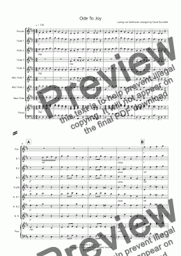 page one of Ode to Joy for Flute Choir