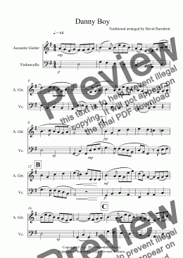 page one of Danny Boy for Guitar and Cello Duet