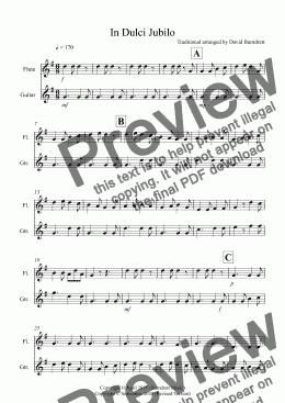 page one of In Dulci Jubilo for Flute and Guitar Duet