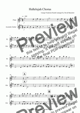 page one of Hallelujah Chorus for Flute and Guitar Duet