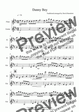 page one of Danny Boy for Flute and Guitar Duet