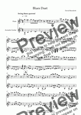 page one of Blues Duet for Flute and Guitar