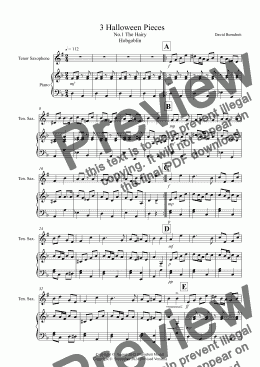 page one of 3 Halloween Pieces for Tenor Saxophone and Piano