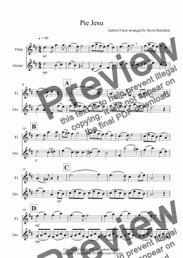 page one of Pie Jesu (from Requiem) for Flute and Guitar Duet