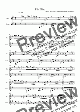 page one of Für Elise for Flute and Guitar Duet