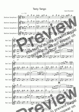 page one of Tasty Tango for Baritone Saxophone Quartet