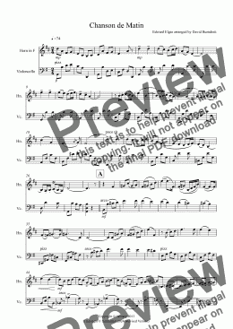 page one of Chanson de Matin for Horn and Cello Duet