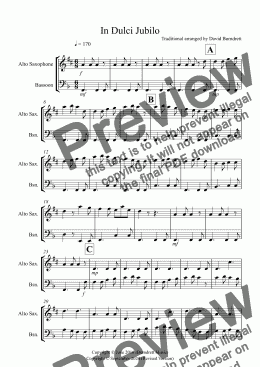 page one of In Dulci Jubilo for Alto Saxophone and Bassoon Duet