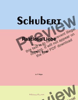 page one of Schubert-Rastlose Liebe, in F Major