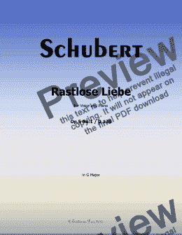 page one of Schubert-Rastlose Liebe, in G Major