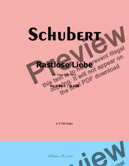 page one of Schubert-Rastlose Liebe, in E flat Major