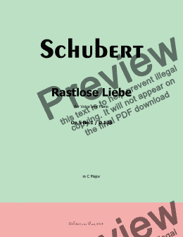 page one of Schubert-Rastlose Liebe, in C Major