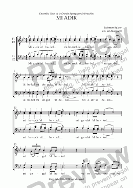 page one of Mi Adir (Sulzer) - arr. for male choir TTBB