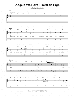 page one of Angels We Have Heard On High (Mandolin Tab)