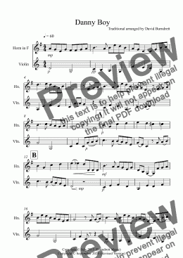 page one of Danny Boy for Horn and Violin Duet