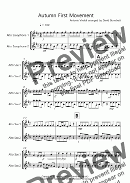 page one of Autumn (First Movement) for Alto Saxophone Duet