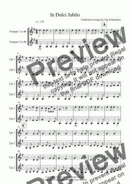 page one of In Dulci Jubilo for Trumpet Duet