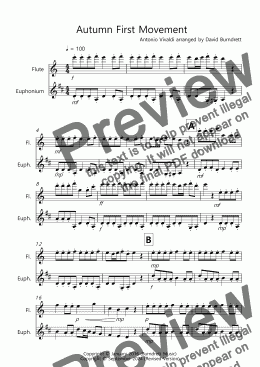 page one of Autumn (First Movement) for Flute and Euphonium Duet