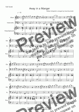 page one of Away in a Manger for Oboe and Cello Duet