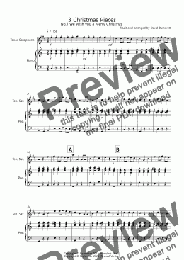 page one of 3 Easy Christmas Pieces for Tenor Saxophone and Piano