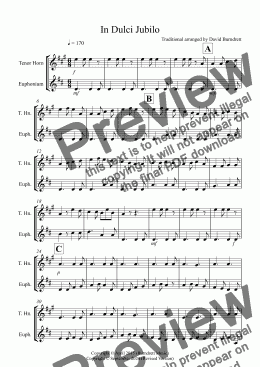 page one of In Dulci Jubilo for Tenor Horn and Euphonium Duet