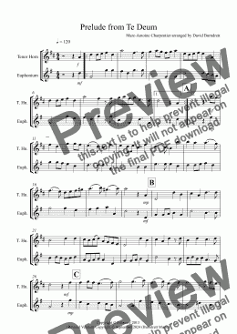 page one of Prelude from Te Deum for Tenor Horn and Euphonium Duet