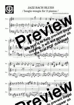 page one of  JAZZ BACH BLUES / boogie-woogie for 2 pianos /