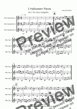 page one of 3 Halloween Pieces for Alto Saxophone Trio