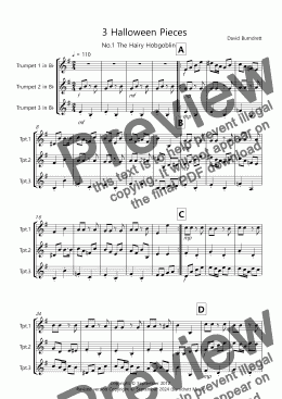 page one of 3 Halloween Pieces for Trumpet Trio