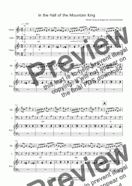 page one of In the Hall of the Mountain King for Oboe and Cello Duet