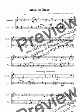 page one of Amazing Grace for Euphonium and Cello Duet