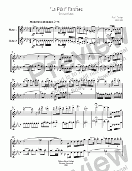 page one of La Péri Fanfare for Two Flutes