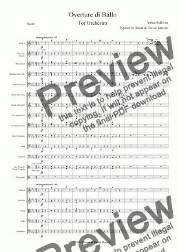 page one of Overture di Ballo - Orchestra - Sullivan - Score