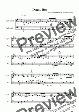 page one of Danny Boy for Euphonium and Cello Duet