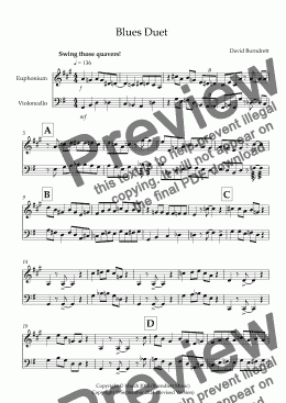 page one of Blues Duet for Euphonium and Cello