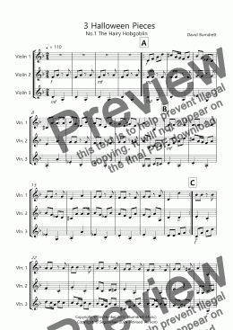 page one of 3 Halloween Pieces for Violin Trio