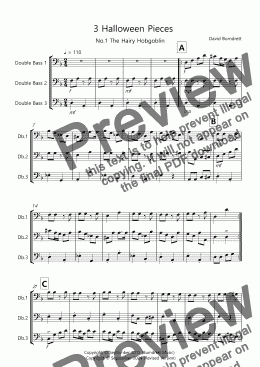 page one of 3 Halloween Pieces for Double Bass Trio