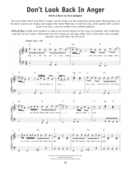 page one of Don't Look Back In Anger (Really Easy Piano)