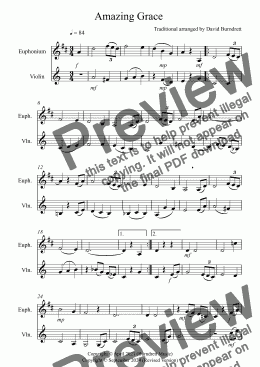 page one of Amazing Grace for Euphonium and Violin Duet