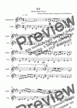 page one of Air on a G String for Euphonium and Violin Duet