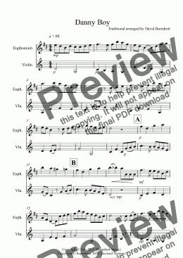 page one of Danny Boy for Euphonium and Violin Duet