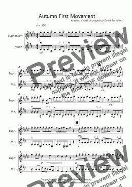 page one of Autumn (First Movement) for Euphonium and Violin Duet