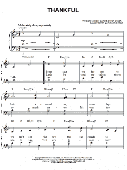 page one of Thankful (Easy Piano)