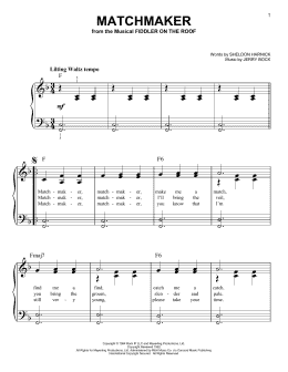 page one of Matchmaker (from Fiddler On The Roof) (Very Easy Piano)